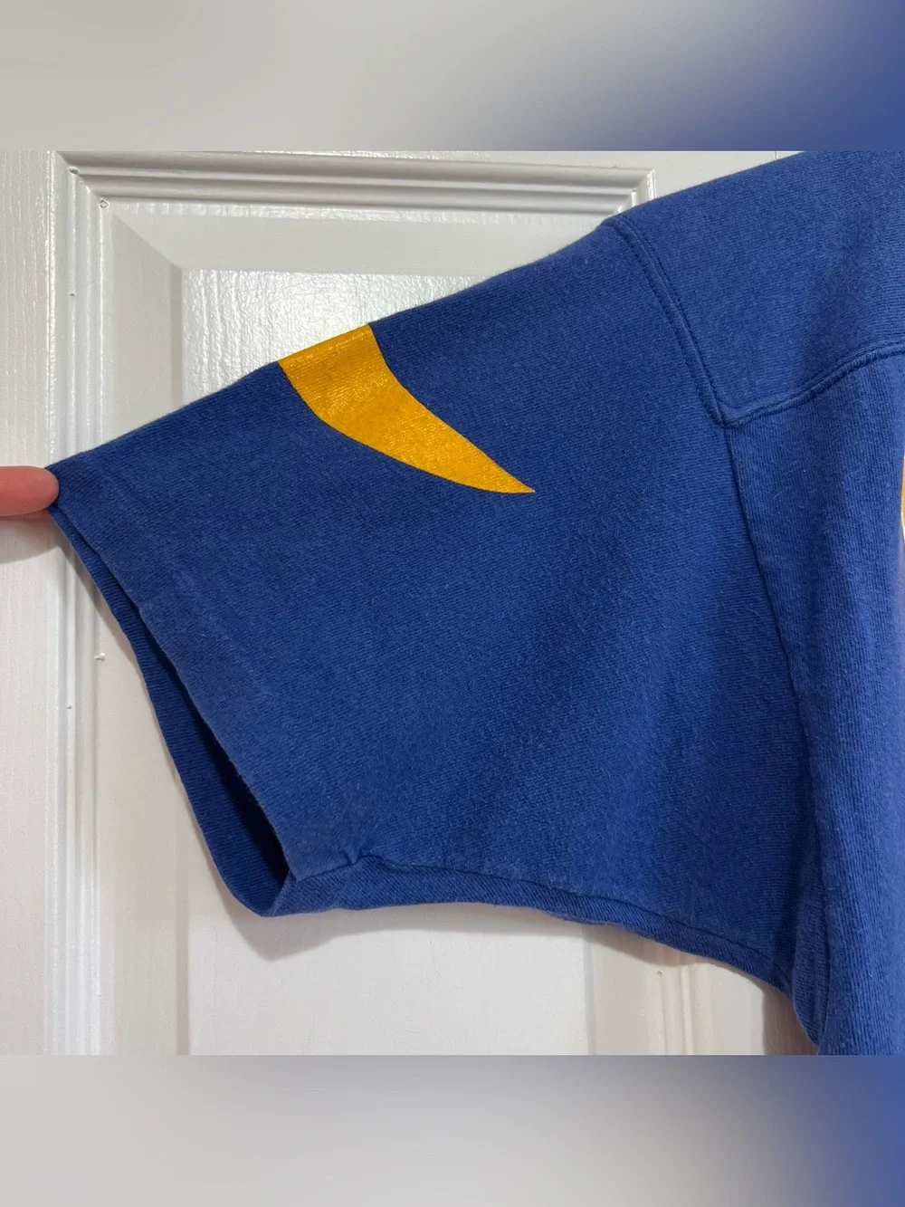 Vtg Russell Los Angeles RAMS Blue & Yellow Tee #85 Single-Stitched Large USA